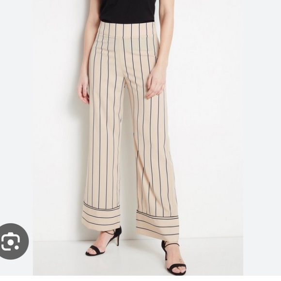 NWT Tahari Black and White Striped Wide Leg Pants - Picture 3 of 14